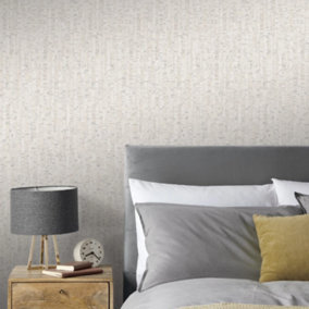 Rasch Montado Neutral Pale Beige Silver Cork Effect Texture Wallpaper