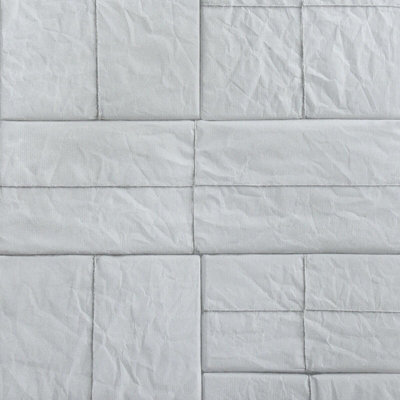 Rasch Non Woven Light Grey White Creased Paper Tile Effect Wallpaper 524307
