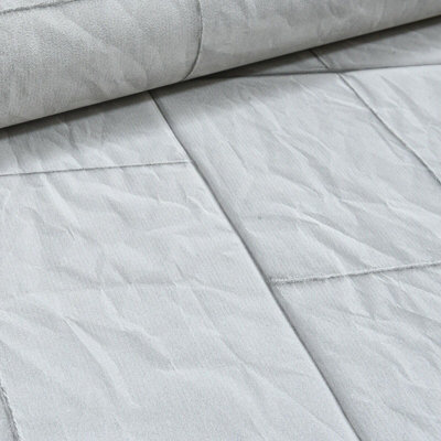 Rasch Non Woven Light Grey White Creased Paper Tile Effect Wallpaper 524307
