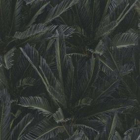Rasch Non Woven Tropical Palm Dark Tree Green Realistic Textured Wallpaper