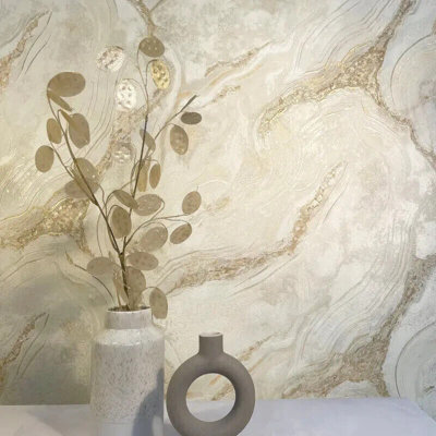 Rasch Palmetto Agate Marble Natural and Gold Glitter Metallic Wallpaper 529425