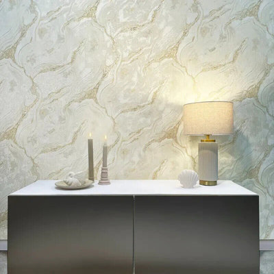 Rasch Palmetto Agate Marble Natural and Gold Glitter Metallic Wallpaper 529425
