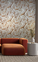 Rasch Palmetto Agate Natural and Rust Wallpaper