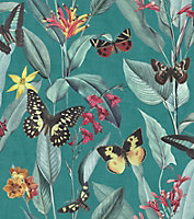Rasch Platina Papillon Teal Wallpaper
