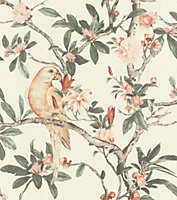 Rasch Poetry Exotic Bird Cream/Blush Wallpaper
