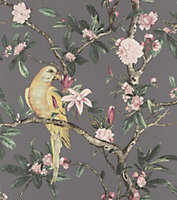 Rasch Poetry Exotic Bird Dark Grey/Multi Wallpaper