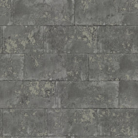 Rasch Portfolio Concrete Brick Charcoal Wallpaper