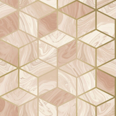 Rasch Portfolio Marble Squares Blush Wallpaper