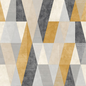 Rasch Portfolio Vertex Yellow and Grey Wallpaper