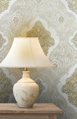 Rasch Ravella Damask Gold Wallpaper