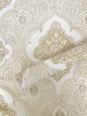 Rasch Ravella Damask Gold Wallpaper