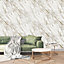 Rasch Realistic Marble Effect Metallic Shimmer Smooth Wallpaper Feature Wall White 284392