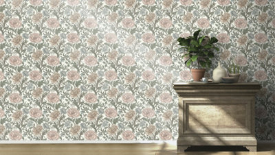 Rasch Salisbury Nature in Bloom Light Grey and Pink Wallpaper