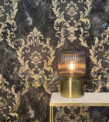 Rasch Sienna Damask Black Wallpaper