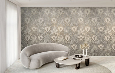 Rasch Sienna Damask Grey Wallpaper