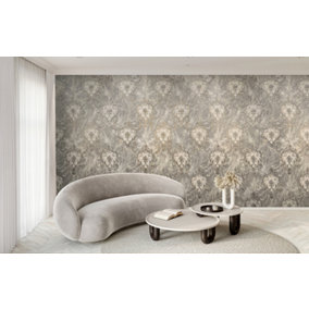 Rasch Sienna Damask Grey Wallpaper