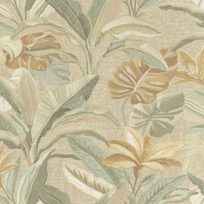 Rasch Sofia Vasari Leaf Sage/Cream Heavyweight Wallpaper - 400617