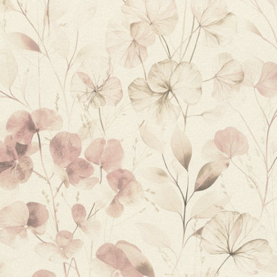 Rasch Soft Delicate Floral White Cream Pink Wallpaper
