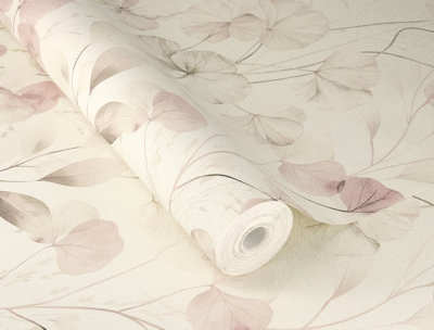 Rasch Soft Delicate Floral White Cream Pink Wallpaper