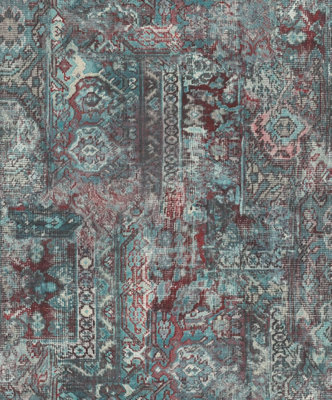 Rasch Tapeten Home Carpet Vintage Wallpaper Textured Blue/Red Paste The Wall Modern Wallpaper 536546