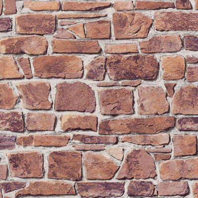 Rasch Tiles Stone brick wall Wallpaper