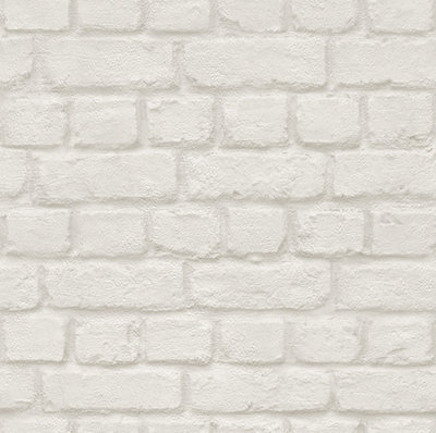 Rasch Urban Off White Beige Faux Brick Effect Textured Vinyl Wallpaper 226706