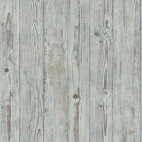 RASCH Wood Panelling Wallpaper Blue Grey Oak Panels Non-woven Wall Covering