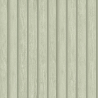 Rasch Wood Slat Wallpaper - For Living Room, Bedroom, Fireplace - Matt Finish, Wood Pattern, Soft Green