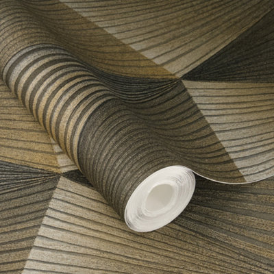 Rasch x Tesa Cairo Abstract Geometric 3D Effect Self Adhesive Peel and Stick Textured Wallpaper, Bronze