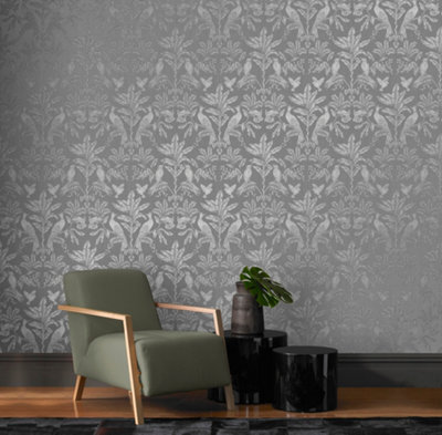 Rasch Zanzibar Tropical Grey Wallpaper | DIY at B&Q