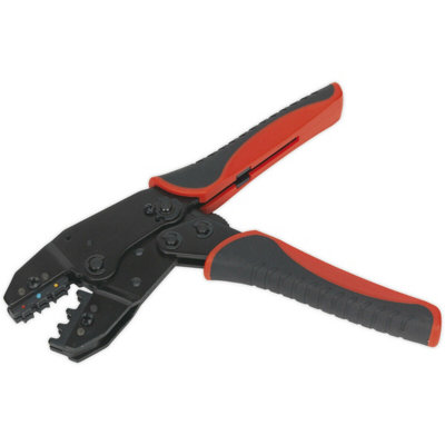 Ratchet Insulated Terminals Crimping Tool - Comfort Grip Handles - Stamped Jaws - 3
