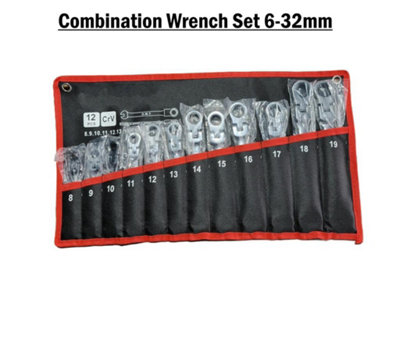 Ratchet Reversible Combination Wrench Set 8-19mm 12 PC Quality