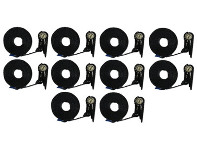 Ratchet Straps 25MM 0.8T 8M X10 (Endless Heavy Duty Tie Down Black Cargo Lashing Recovery)
