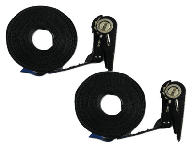 Ratchet Straps 25MM 0.8T 8M X2 (Endless Heavy Duty Tie Down Black Cargo Lashing Recovery)