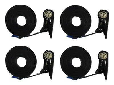 Ratchet Straps 25MM 0.8T 8M X4 (Endless Heavy Duty Tie Down Black Cargo Lashing Recovery)