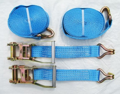 Ratchet Straps 5 Ton 50MM 10M x2 (Lashing Tie Down Claw J Hook Lorry Cargo)