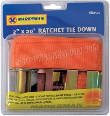 Ratchet Tie Down Strap Lashing S Hook Quick Release Recovery Cargo 2 X 20 Inch