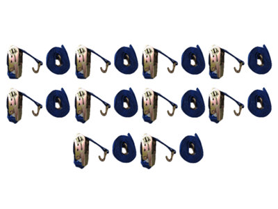 Ratchet Tie Down Straps 25MM 0.8T 5M X10 (Heavy Duty Cargo Lashing Ton Claw J Hook 800KG)