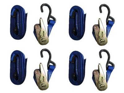 Ratchet Tie Down Straps 25MM 0.8T 5M X4 (Heavy Duty Cargo Lashing Ton S Hook 800KG)