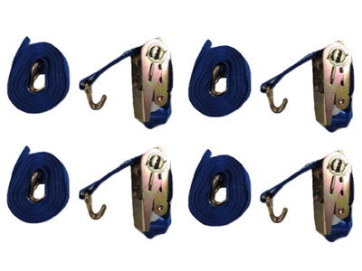 Ratchet Tie Down Straps 35MM 3T 6M X4 (Heavy Duty Cargo Trailer Lashing Ton J Hook)