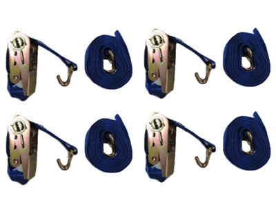 Ratchet Tie Down Straps 35MM 3T 6M X4 (Heavy Duty Cargo Trailer Lashing Ton J Hook)