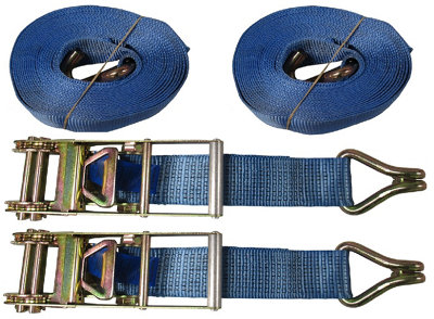 Ratchet Tie Down Straps 75MM 10T 12M X2 (Heavy Duty Lashing Ton Claw J Hook)
