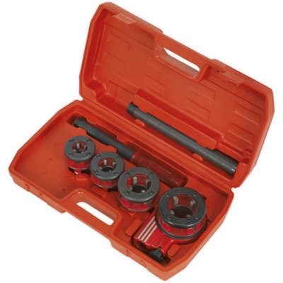 Ratcheting Pipe Threading Kit - 1/2" to 1 & 1/4" BSPT - Cassette Style Die Heads - 3
