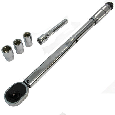 Ratcheting Torque Wrench 1/2" Adjustable 28-210Nm Square Socket Drive Extension - 3