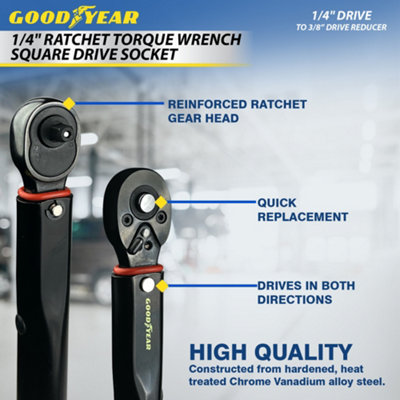 Ratcheting Torque Wrench 1/4" Socket Set Square Drive Car Wheel Wrench Reducer