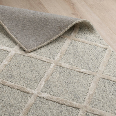 Ratho Hand Tufted Wool Rug - Grey & Cream - 170 x 240 cm