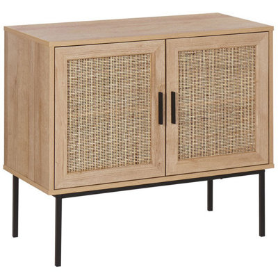 Rattan 2 Door Sideboard Light Wood PASCO