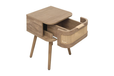 アクセサリー stof bedsidedrama Rattan Bedside Cabinet 1 Drawer Brown Oak Birlea Sark
