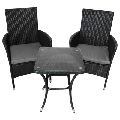 Rattan Bistro Set Furniture 3 PCs Patio Weave Companion Chair Table Set 2 Seater FREE Cover