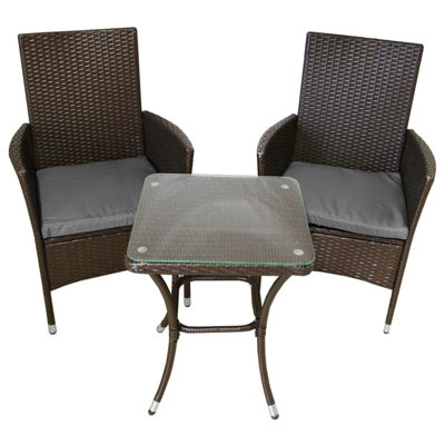 Rattan Bistro Set Furniture 3 PCs Patio Weave Companion Chair Table Set 2 Seater  FREE Cover